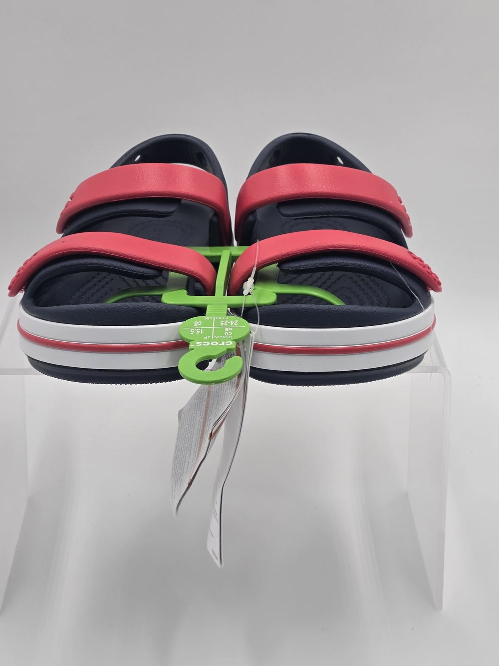 CROCS Crocband Cruise Navy With Red Strap Unisex Sandals Toddler Size C8 - Picture 4 of 11
